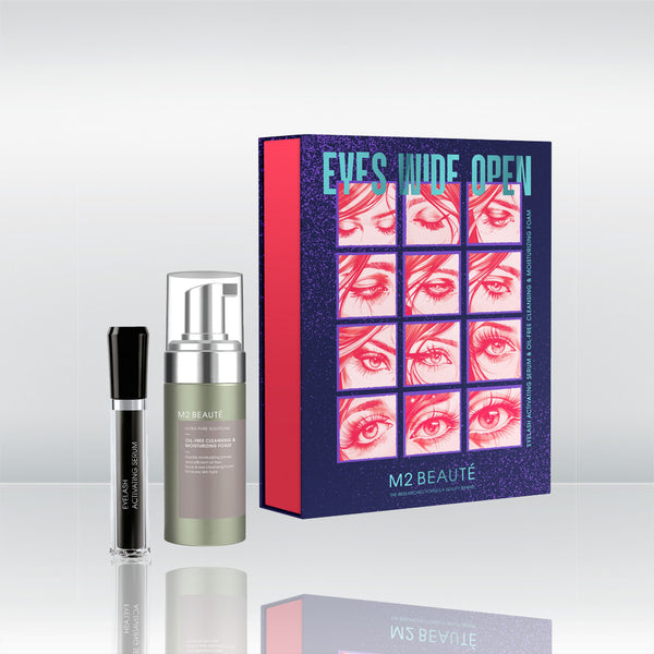 m2 beaute eyelash activ serum and cleansing foam set 