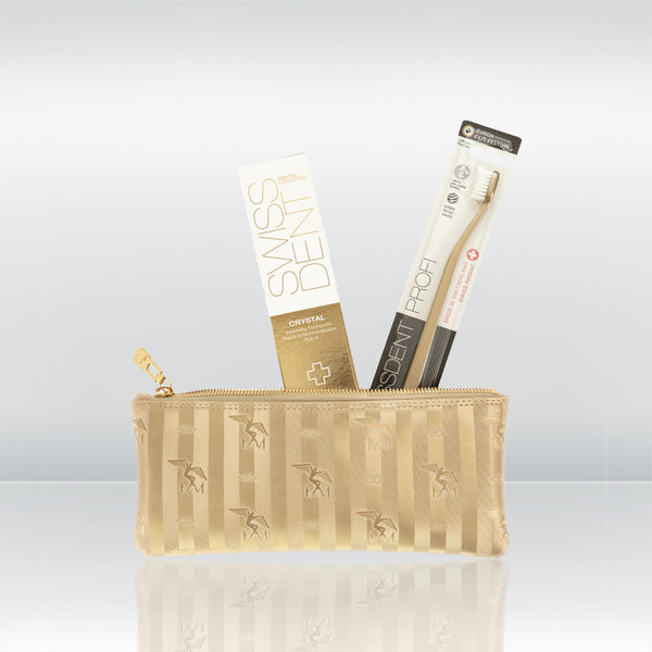 swissdent ft. maison mollerus travel set crystal gold 