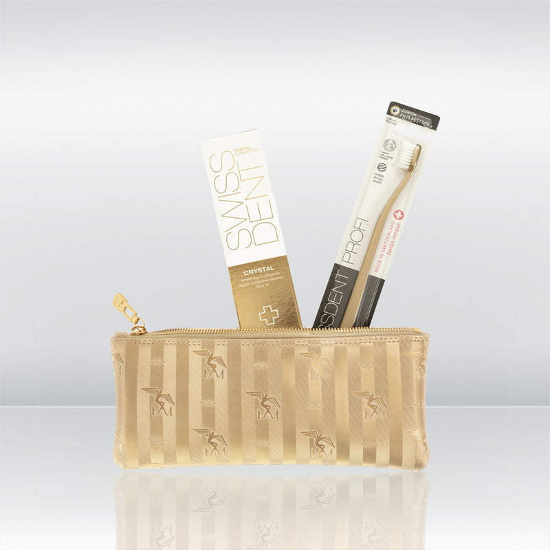 swissdent ft. maison mollerus travel set crystal gold 